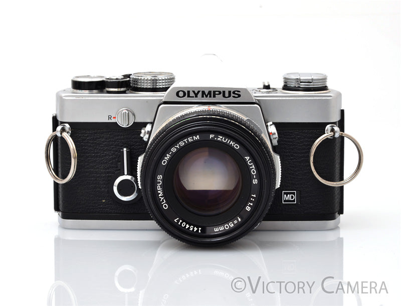 Olympus OM-1N MD Chrome Film Camera Body w/ 50mm f1.8 Lens [EXC]