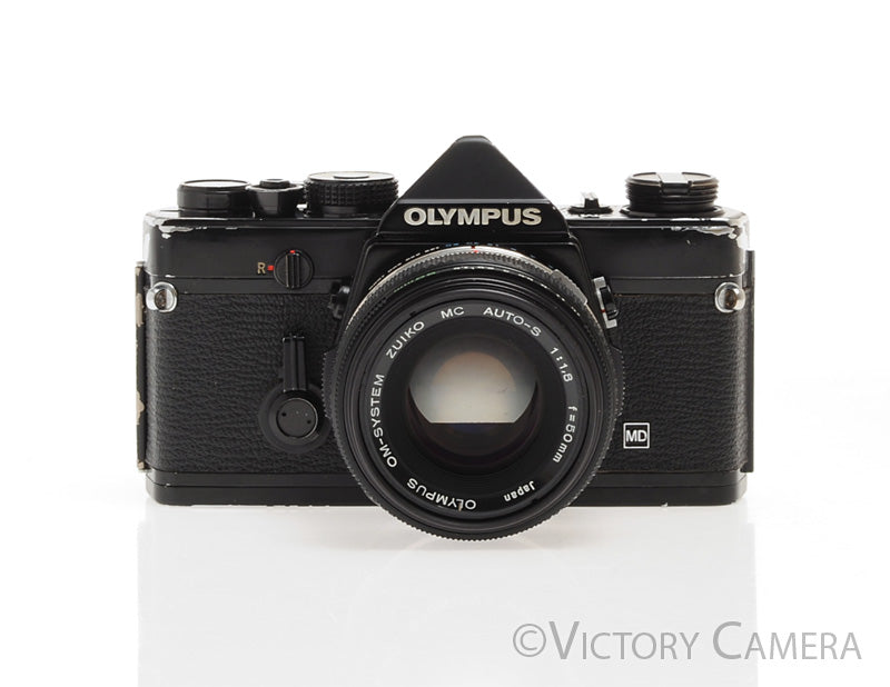 Olympus OM-1 MD Black Film Camera Body w/ 50mm f1.8 Lens [GOOD] - Victory Camera