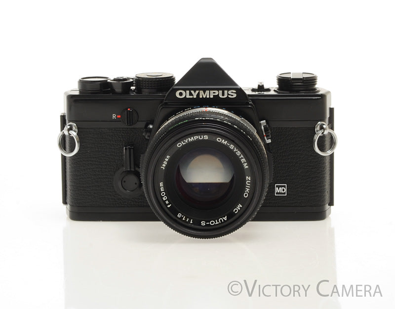 Olympus OM-1 MD Black Film Camera Body w/ 50mm f1.8 Lens [EXC] - Victory Camera