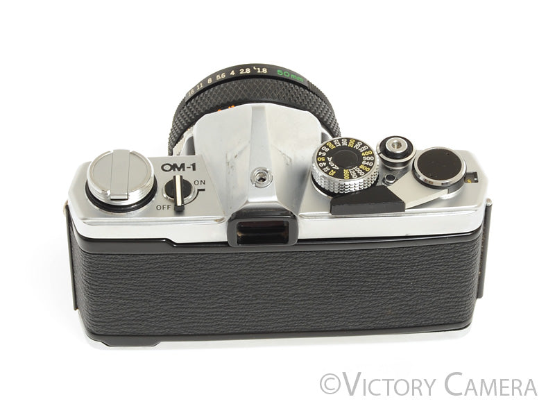 Olympus OM-1 MD Chrome Film Camera Body w/ 50mm f1.8 Lens -New Seals- [EXC] - Victory Camera