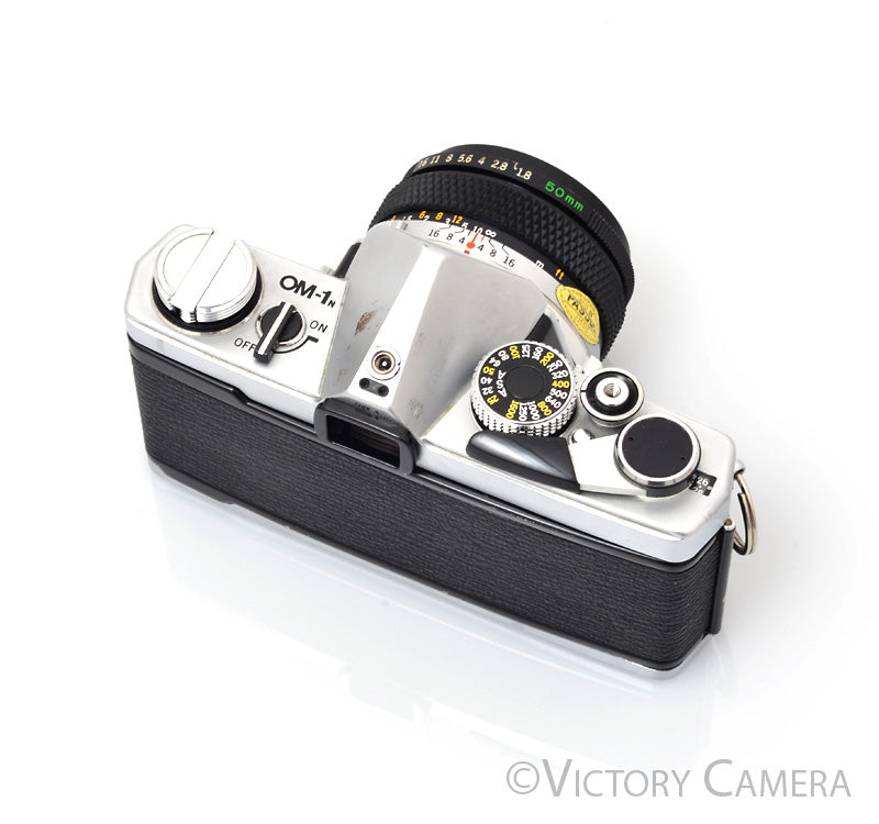 Olympus OM-1N MD Chrome Film Camera Body w/ 50mm f1.8 Lens [EXC]