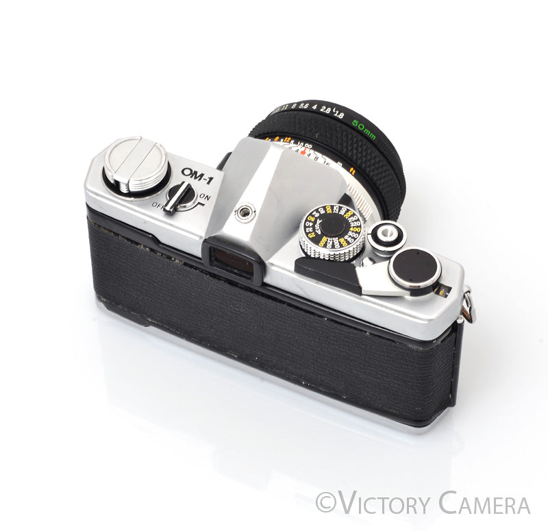 Olympus OM-1 MD Chrome Film Camera Body w/ 50mm f1.8 Lens -New Seals- [EXC]