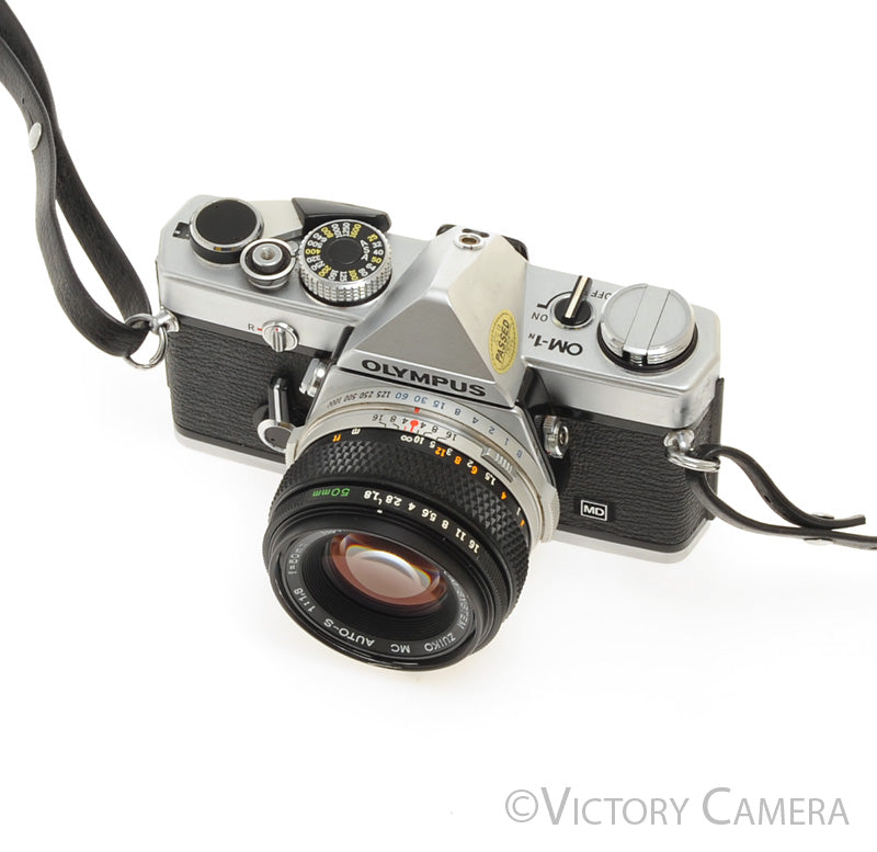 Olympus OM-1N MD Chrome Film Camera Body w/ 50mm F1.8 Lens [EXC] - Victory Camera