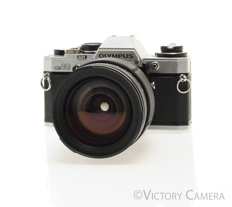 Olympus OM-10 Chrome 35mm Camera w/ 28-200mm Zoom Lens -New Seals- [EXC] - Victory Camera