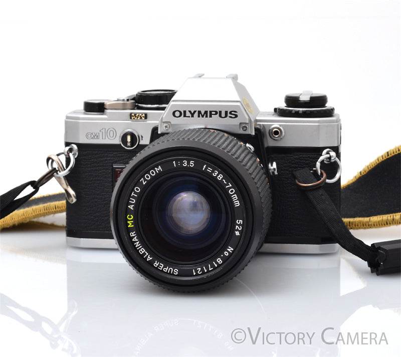 Olympus OM-10 Chrome 35mm Camera w/ 38-70mm Zoom Lens [EXC]