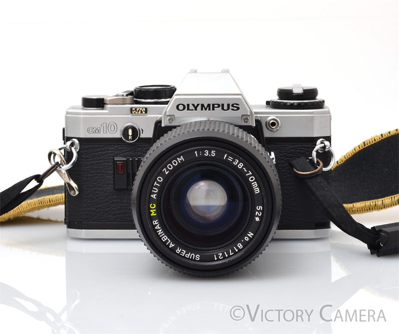 Olympus OM-10 Chrome 35mm Camera w/ 38-70mm Zoom Lens [EXC]