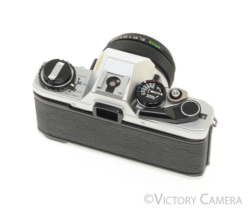 Olympus OM-10 Chrome 35mm Camera w/ 50mm f1.8 Prime Lens -New Seals-  [EXC] - Victory Camera