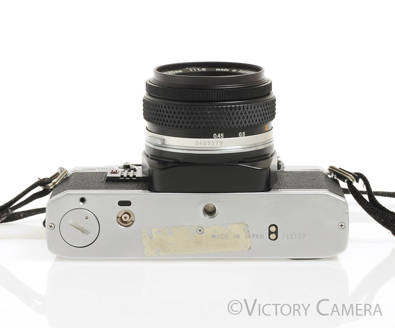 Olympus OM-10 Chrome 35mm Camera w/ 50mm f1.8  Prime Lens -New Seals- [EXC] - Victory Camera