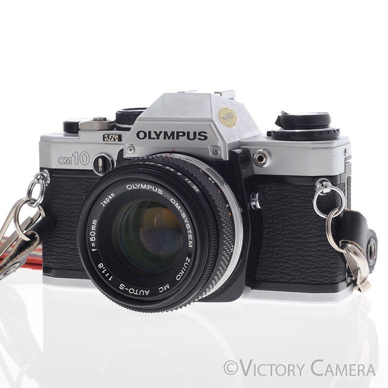 Olympus OM-10 OM10 Chrome 35mm Camera w/ 50mm f1.8 Lens  [EXC] - Victory Camera