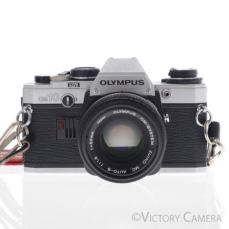 Olympus OM-10 OM10 Chrome 35mm Camera w/ 50mm f1.8 Lens  [EXC] - Victory Camera