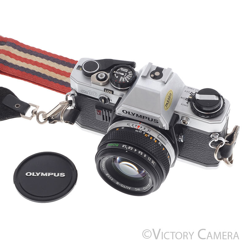 Olympus OM-10 OM10 Chrome 35mm Camera w/ 50mm f1.8 Lens  [EXC] - Victory Camera