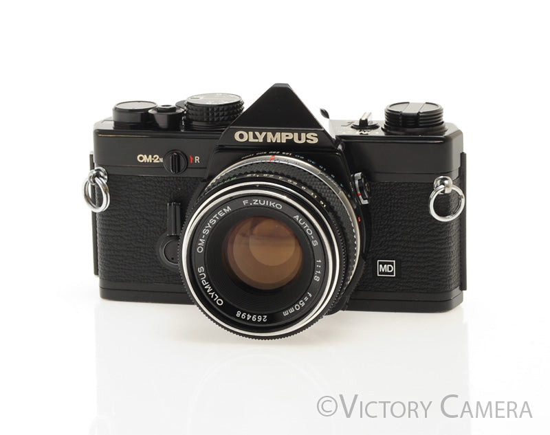 Olympus OM-2N Black 35mm SLR Film Camera w/ 50mm F1.8 Lens [EXC] - Victory Camera