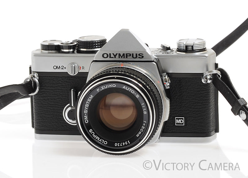Olympus OM-2N OM2N Chrome 35mm SLR Film Camera w/ 50mm F1.8 Lens -New Seals- - Victory Camera