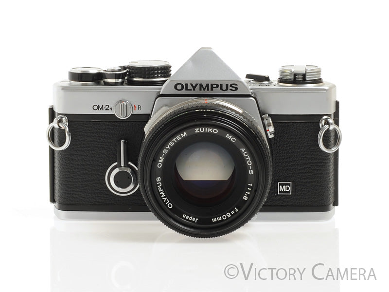 Olympus OM-2N OM2N Chrome 35mm SLR Film Camera w/ 50mm F1.8 Lens [EXC]