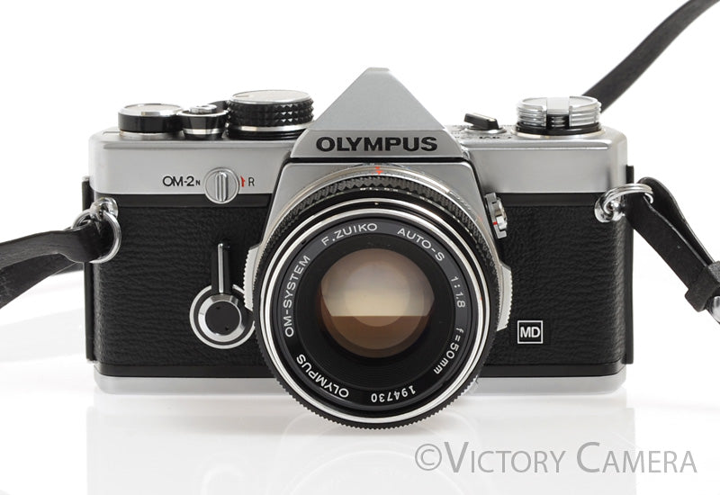 Olympus OM-2N OM2N Chrome 35mm SLR Film Camera w/ 50mm F1.8 Lens -New Seals- - Victory Camera