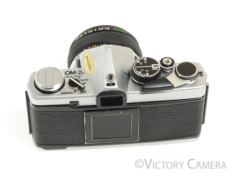 Olympus OM-2N OM2N Chrome 35mm SLR Film Camera w/ 50mm F1.8 Lens [EXC]