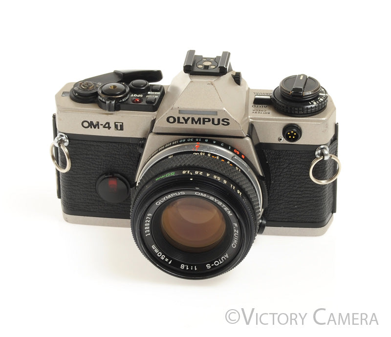 フィルムカメラ Olympus OM-4+ Auto- 50 f1.8+teleplus MC7 Olympus OM-4T OM-4 T Titanium 35mm Film Camera w/ 50mm f1.8 Lens [GOOD