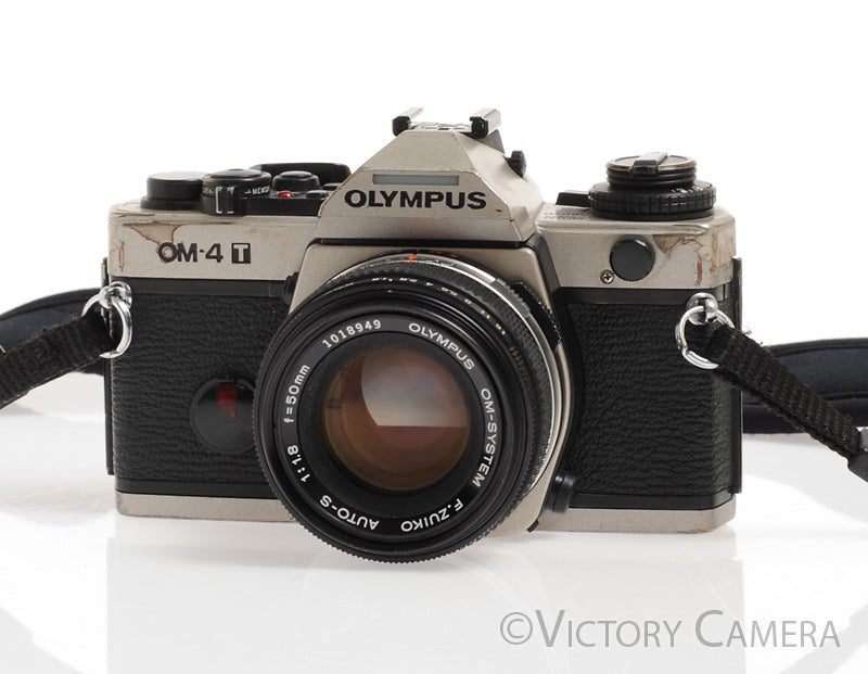 Olympus OM-4T OM-4 T Titanium 35mm Film Camera w/ 50mm f1.8 Lens -New Seals- - Victory Camera