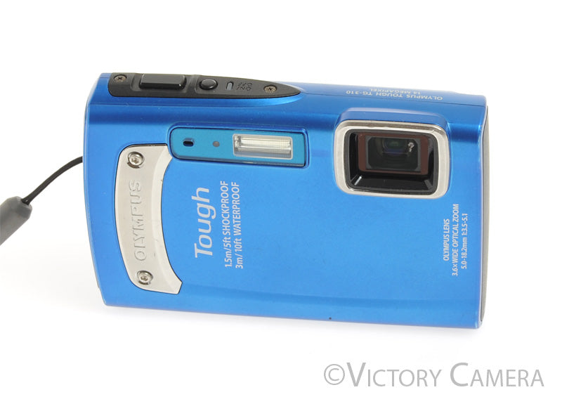 Olympus Tough TG-310 14MP Blue Digital Point &amp; Shoot Camera  [EXC+] - Victory Camera
