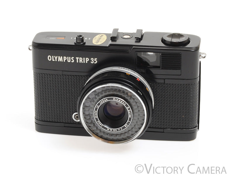 Olympus Trip 35 Black 35mm Film Camera w/ 40mm f2.8 Lens -Clean, New Seals- - Victory Camera