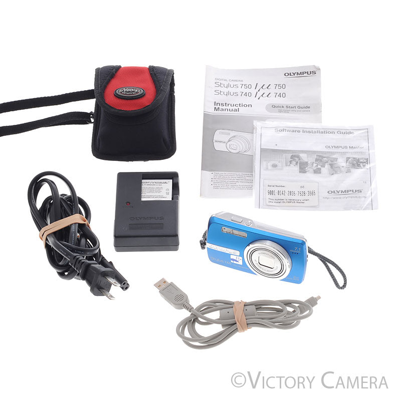 Olympus Stylus 740 Blue 7.1MP Digital Point & Shoot Camera w/ 512MB XD [MINT-]