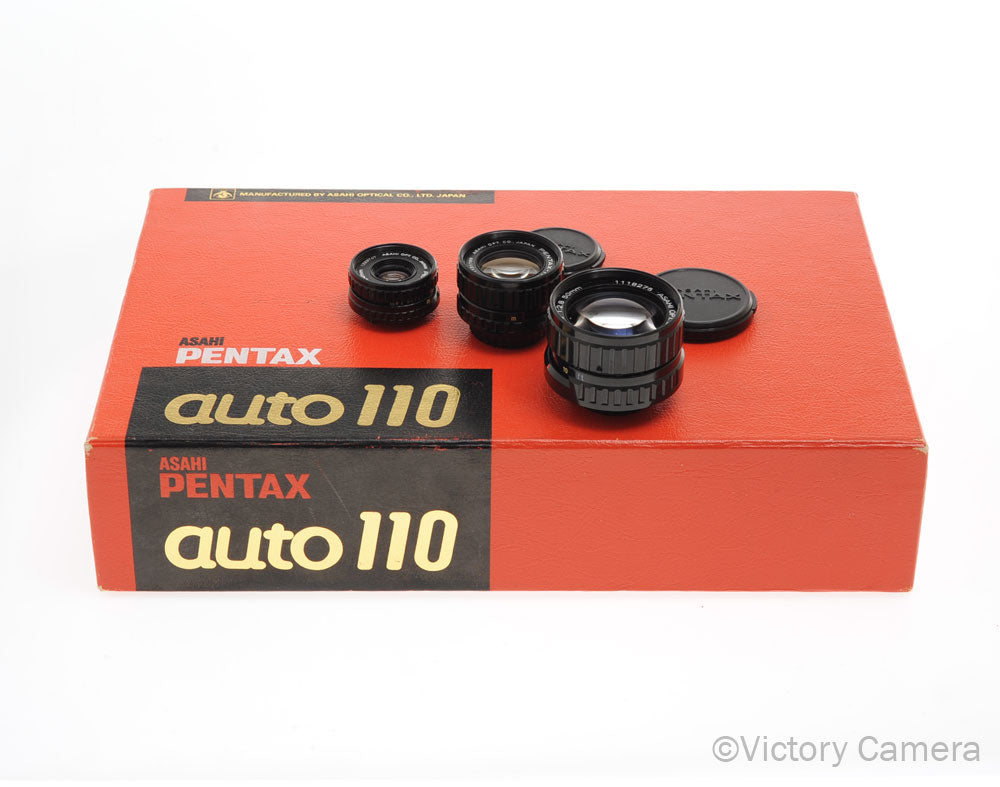 PENTAX auto 110 メジャーキット ペンタックス Pentax Auto 110 Lens Kit w/ 18mm f2.8, 24mm f2.8, 50mm f2.8 Prime Lens