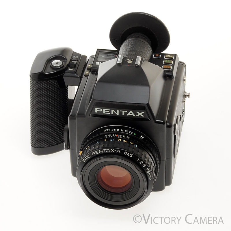 Pentax 645 6x4.5 Camera w/ 75mm f2.8 Lens & 120 Back -9V Battery- [EXC]