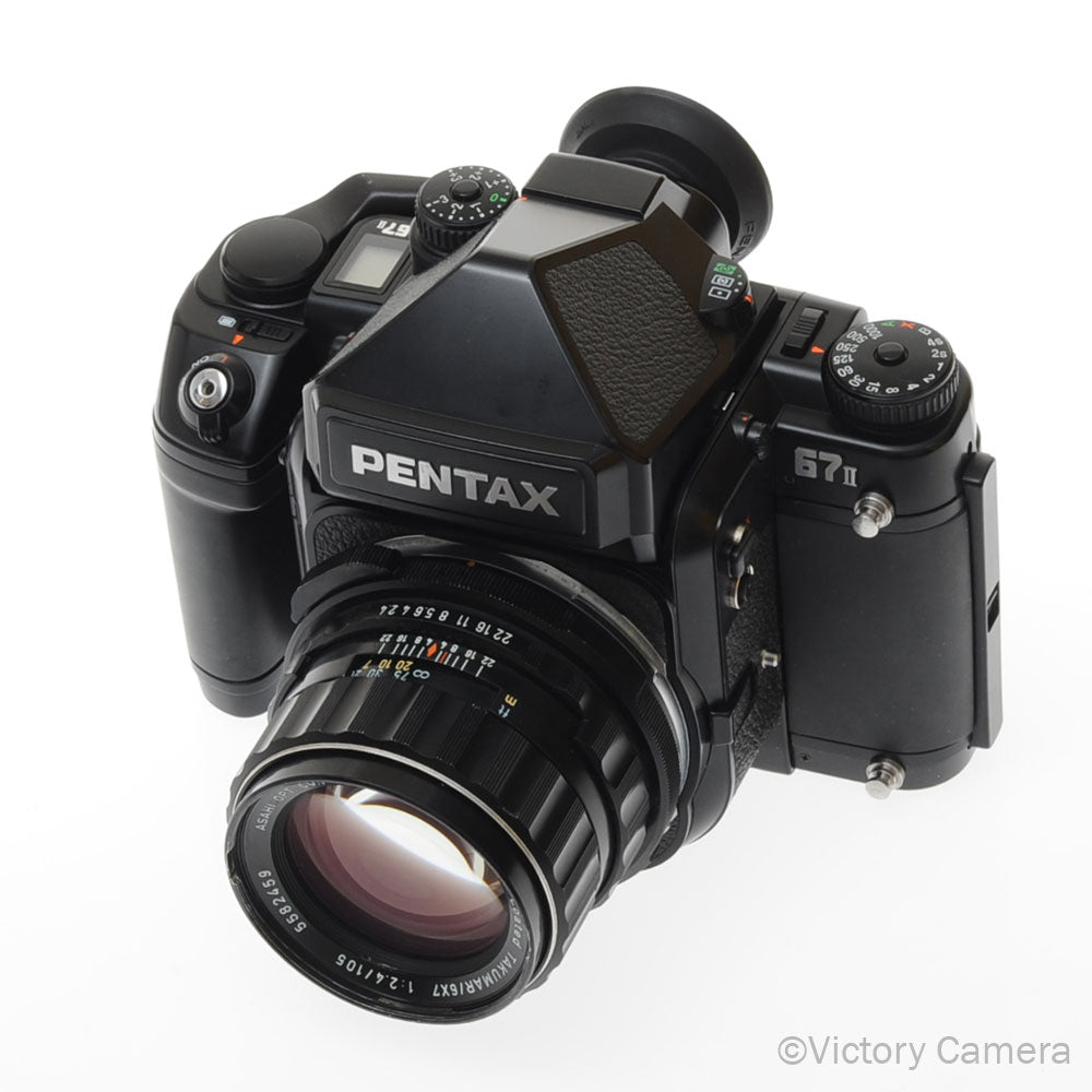 Pentax 67 II 67II Medium Format Camera AE Finder 105mm f2.4 Lens -CLA- [EXC]