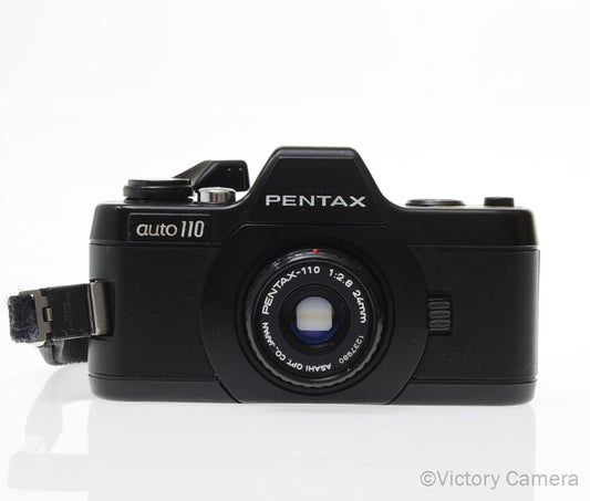 Pentax Auto 110 Compact Film SLR Camera w/ 24mm f2.8 Lens -Cont. Adv- [GOOD] - Victory Camera