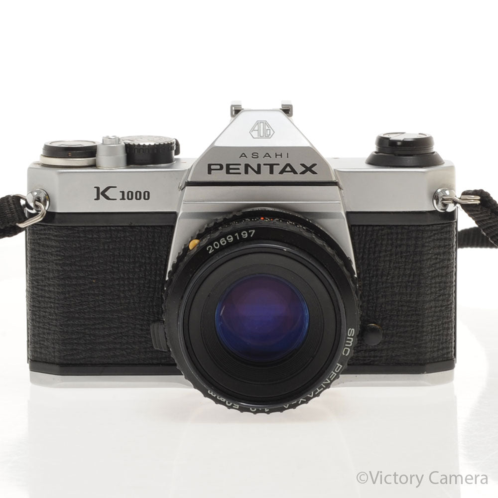 Pentax K1000 Chrome 35mm Film Camera w/ 50mm f2 Lens -New Seals- [EXC] - Victory Camera