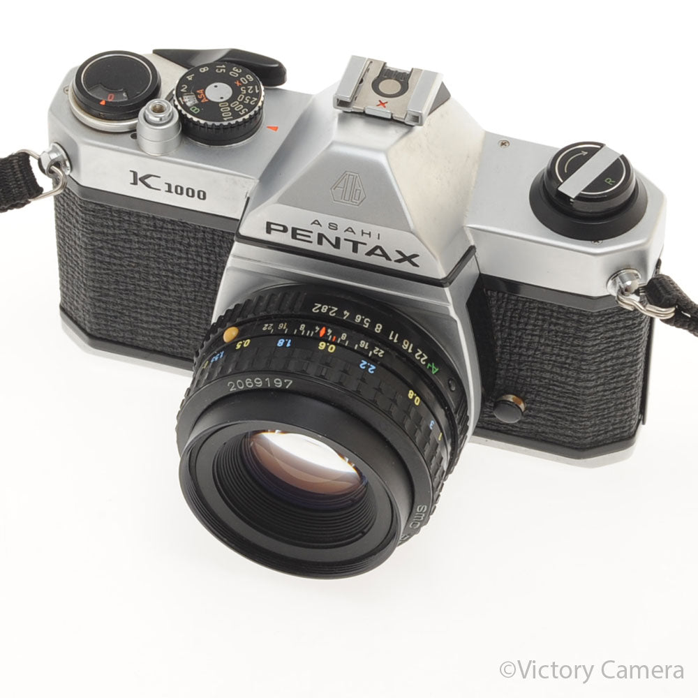 Pentax K1000 Chrome 35mm Film Camera w/ 50mm f2 Lens -New Seals- [EXC] - Victory Camera