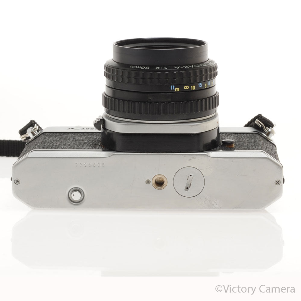 Pentax K1000 Chrome 35mm Film Camera w/ 50mm f2 Lens -New Seals- [EXC] - Victory Camera