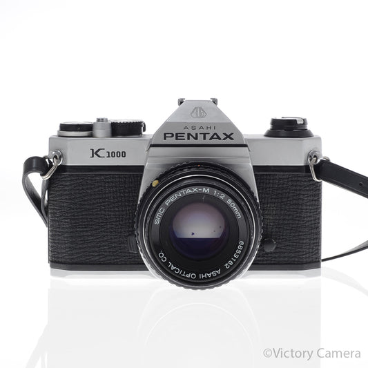 Pentax K1000 Chrome 35mm Film Camera w/ 50mm f2 Lens [EXC+] - Victory Camera