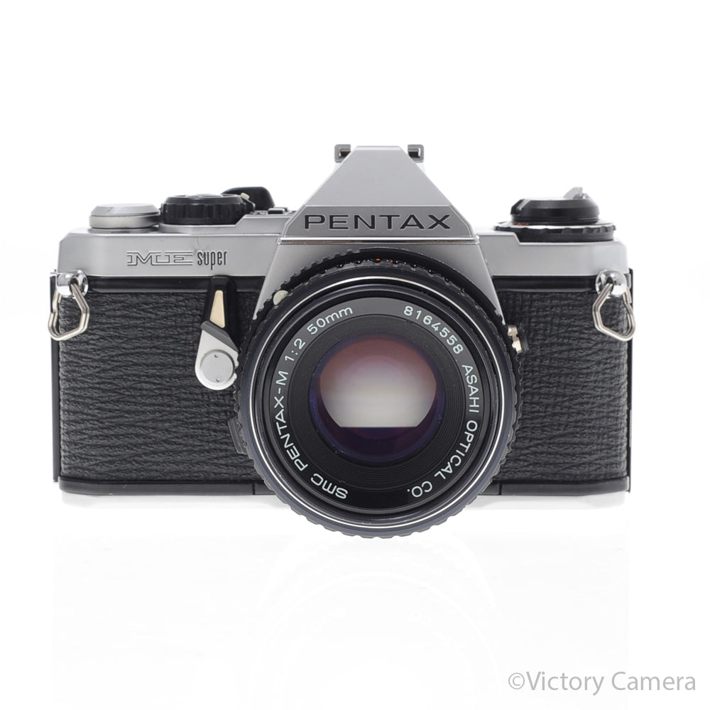 Pentax ME Super Chrome 35mm SLR Camera w/ 50mm f2 Lens [EXC-] - Victory Camera