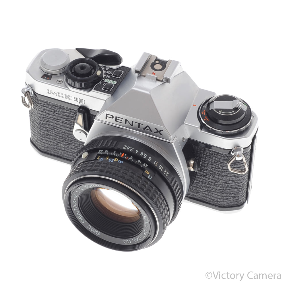 Pentax ME Super Chrome 35mm SLR Camera w/ 50mm f2 Lens [EXC-] image 2
