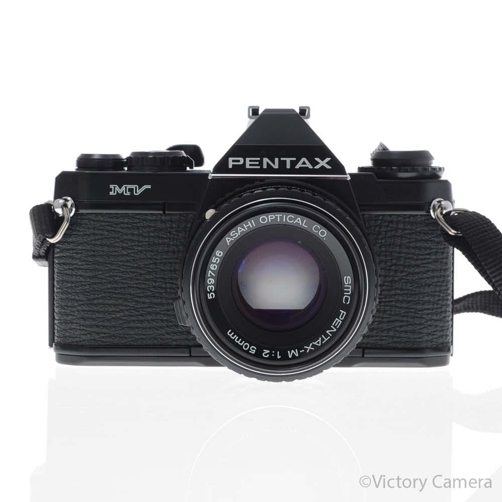 Pentax MV Black 35mm Camera w/ 50mm f2 Lens [EXC] - Victory Camera