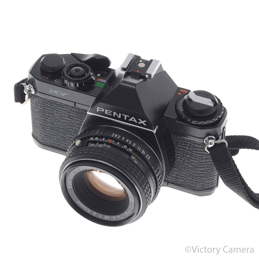 Pentax MV Black 35mm Camera w/ 50mm f2 Lens [EXC] image 2
