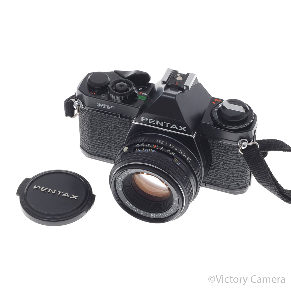 Pentax MV Black 35mm Camera w/ 50mm f2 Lens [EXC] image 5