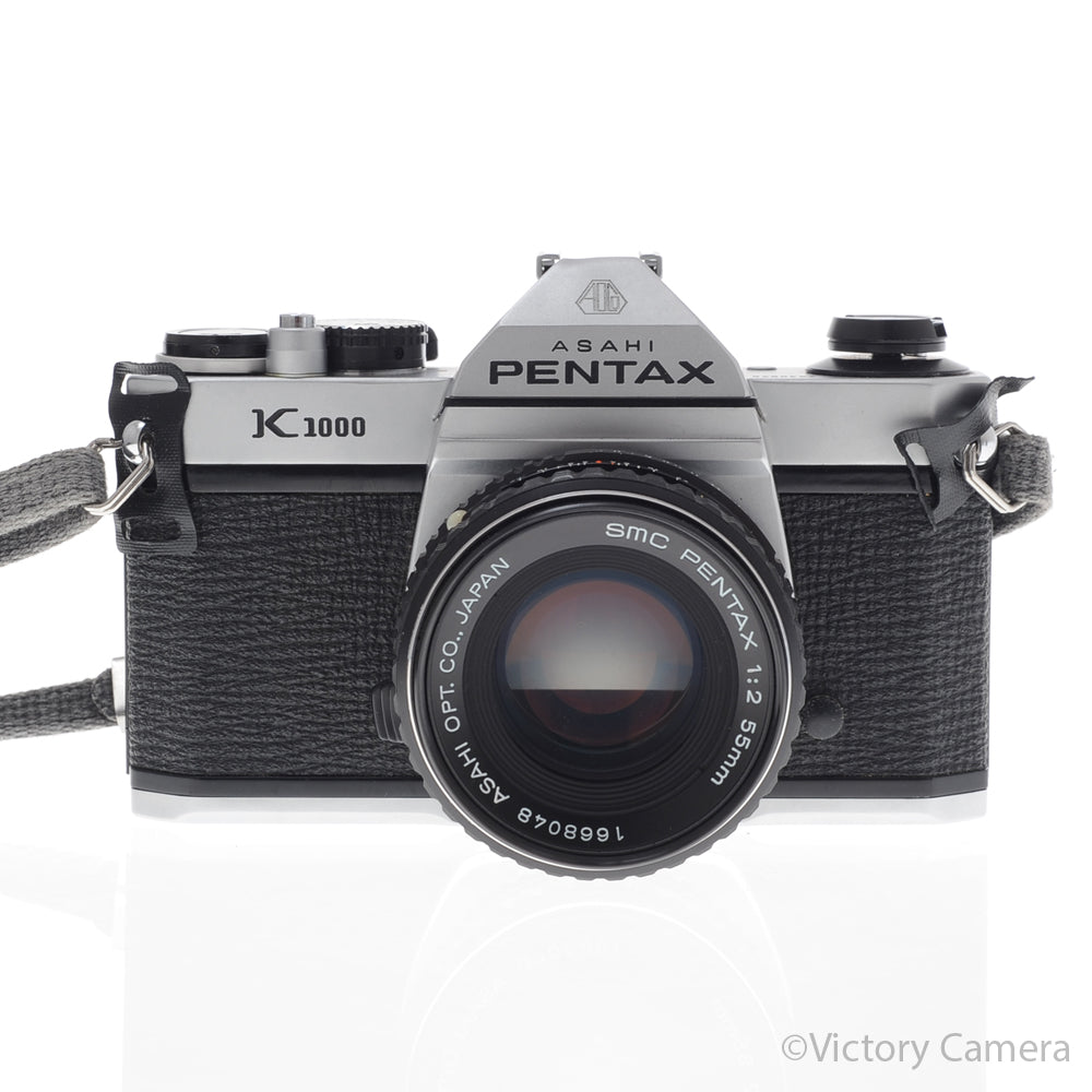 Pentax K1000 Chrome 35mm Film Camera w/ 50mm f2 Lens [EXC+] - Victory Camera