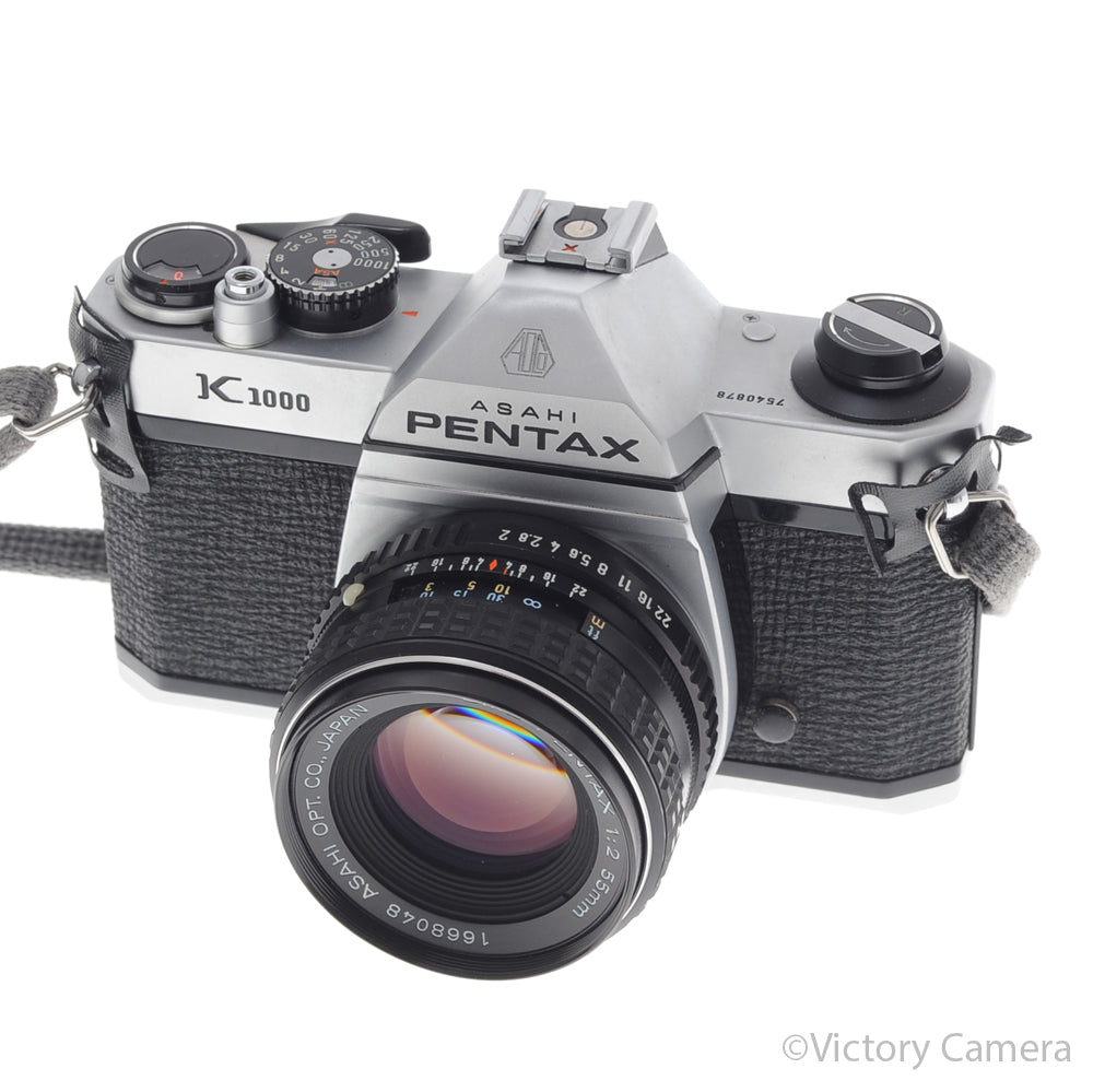 Pentax K1000 Chrome 35mm Film Camera w/ 50mm f2 Lens [EXC+] - Victory Camera