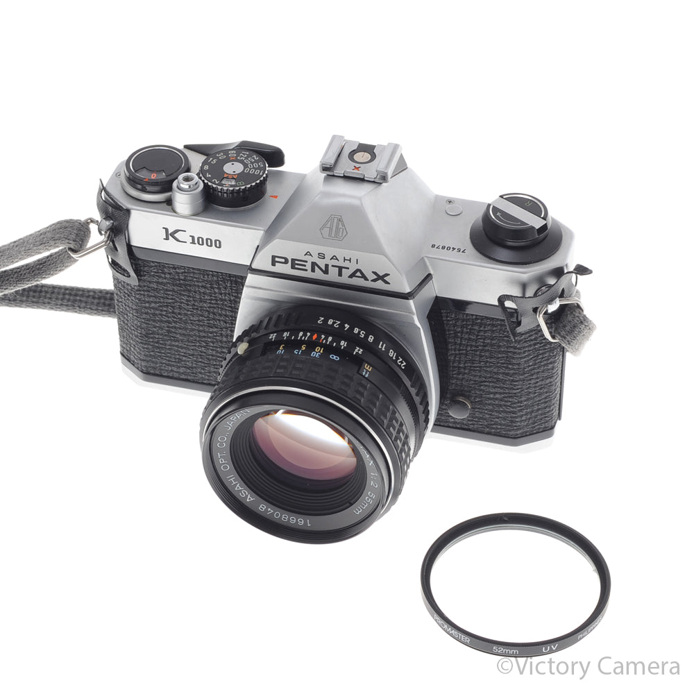 Pentax K1000 Chrome 35mm Film Camera w/ 50mm f2 Lens [EXC+] - Victory Camera