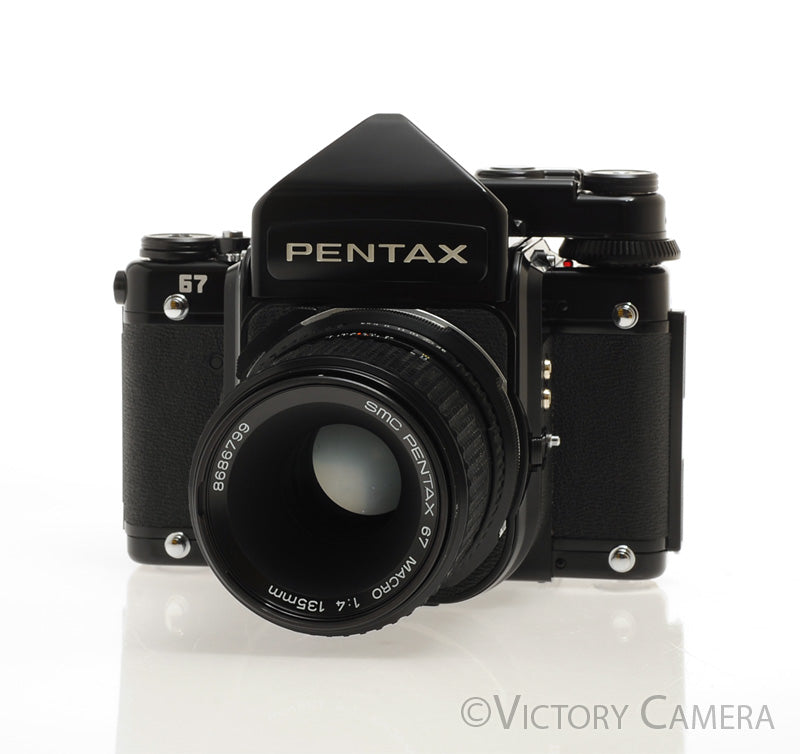 Pentax 6x7 67 MLU Camera w/ Metered Prism, 135mm f4 Lens [EXC+]