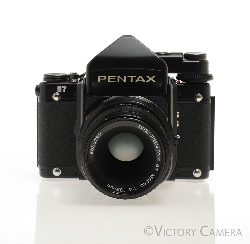 Pentax 6x7 67 MLU Camera w/ Metered Prism, 135mm f4 Lens [EXC+]