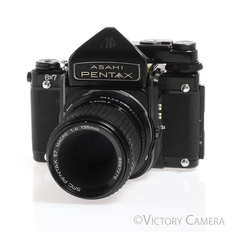 Pentax 6x7 67 MLU Mirror Lock Camera w/ 135mm Macro Lens -New Seals- [EXC] - Victory Camera
