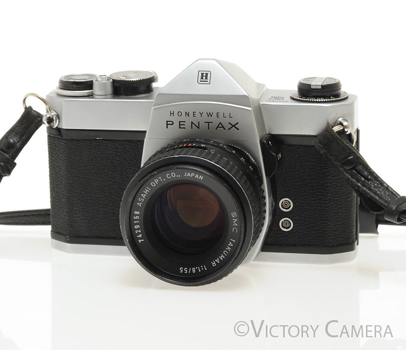 Pentax Spotmatic SP 500 Chrome 35mm Camera 55mm f1.8 Lens -No Meter- [EXC] - Victory Camera