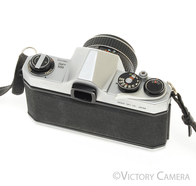 Pentax Spotmatic SP 500 Chrome 35mm Camera 55mm f1.8 Lens -No Meter- [EXC] - Victory Camera
