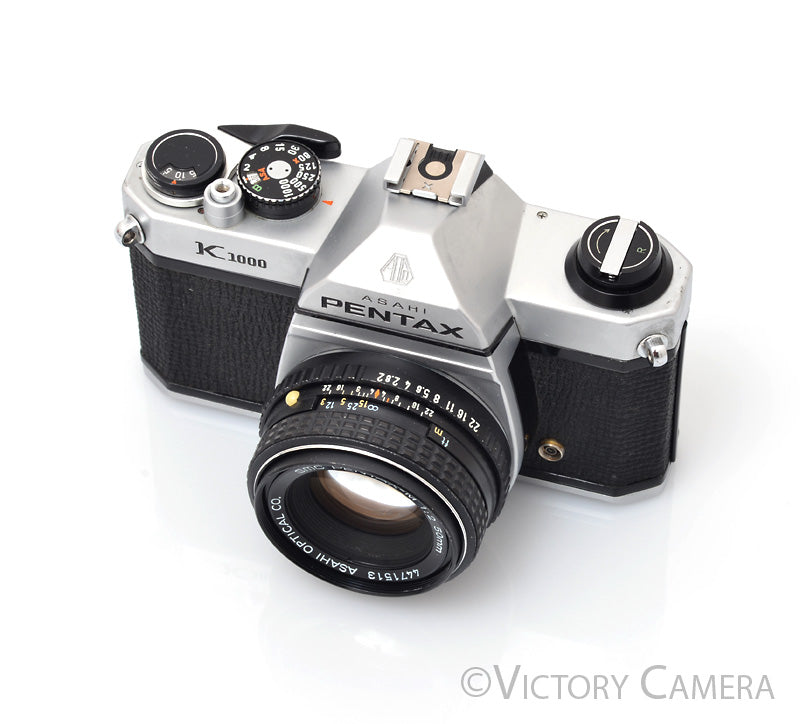 Pentax K1000 Chrome 35mm Film Camera w/ 50mm f2 Lens [EXC]