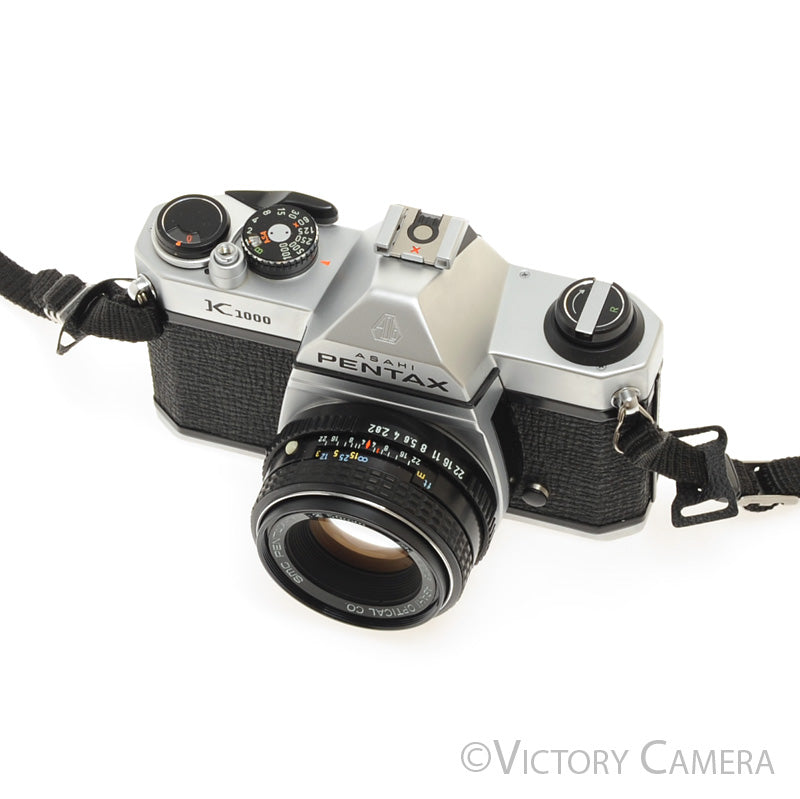 Pentax K1000 Chrome 35mm Film Camera w/ 50mm f2 Lens [EXC] - Victory Camera