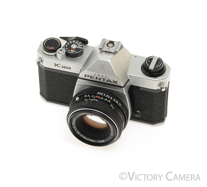 Pentax K1000 Chrome 35mm Film Camera w/ 50mm f2 Lens [EXC] - Victory Camera
