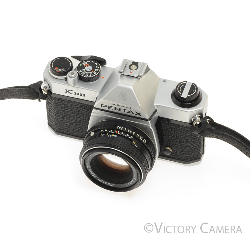 Pentax K1000 Chrome 35mm Film Camera w/ 50mm f2 Lens [EXC] - Victory Camera